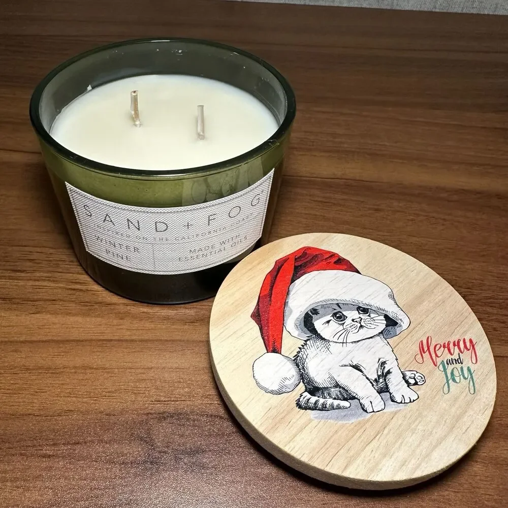 12oz Sand + Paws Kitten Christmas Holiday Soy Wax Candle